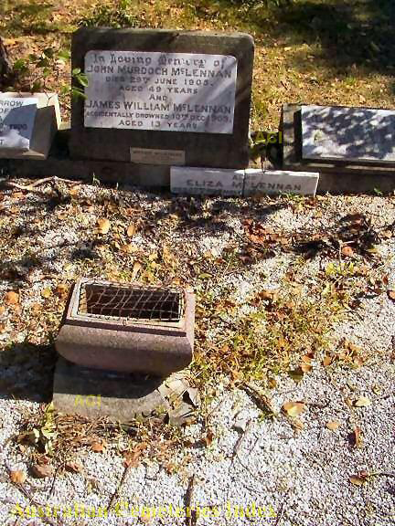 Photo of headstones/John Murdoch McLennan d 1905 hdstn Campbelltown Pres Cem NSW